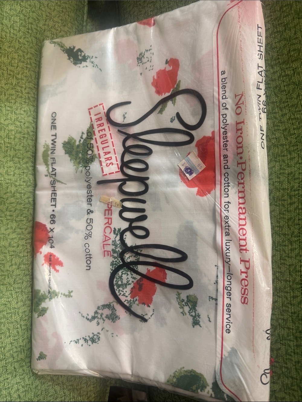 NOS Vintage Sleepwell Twin Flat Sheet